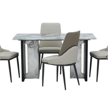 Seattle 5D Natural Stone Dining Table & Pheonix Chair 4 Seater Set
