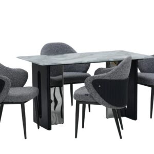 Seattle 5D Natural Stone Dining Table & Seattle Chair 4 Seater Set