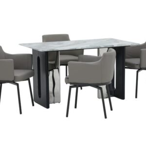 Seattle 5D Natural Stone Dining Table & Turin Chair 4 Seater Set