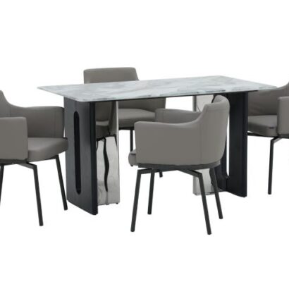 Seattle 5D Natural Stone Dining Table & Turin Chair 4 Seater Set
