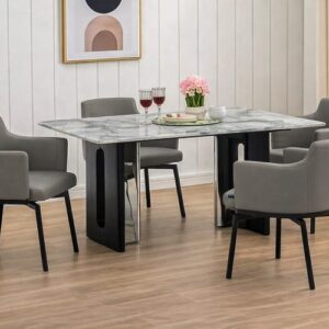 Seattle 5D Natural Stone Dining Table & Turin Chair 4 Seater Set