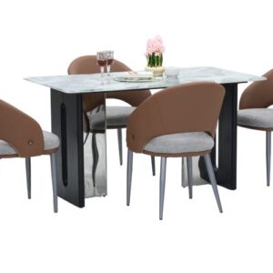 Seattle 5D Natural Stone Dining Table & Verona Chair 4 Seater Set