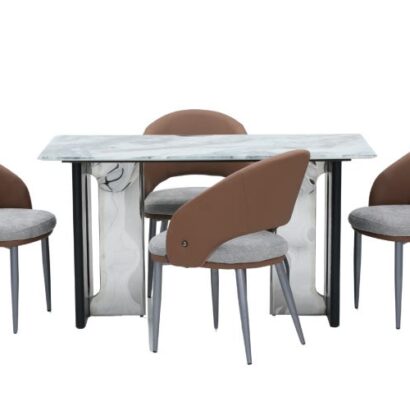 Seattle 5D Natural Stone Dining Table & Verona Chair 4 Seater Set