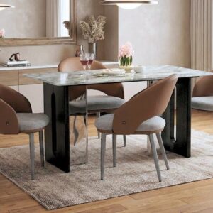 Seattle 5D Natural Stone Dining Table & Verona Chair 4 Seater Set