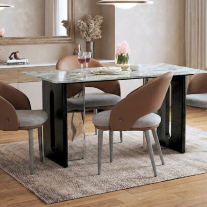Seattle 5D Natural Stone Dining Table & Verona Chair 4 Seater Set